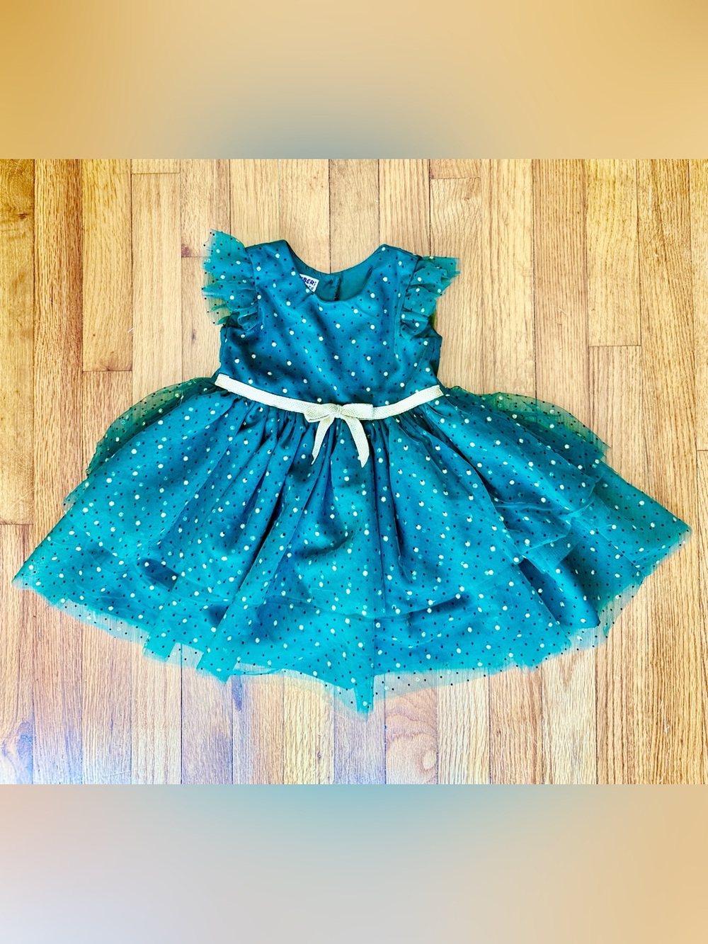 Green Gold Tulle Christmas Holiday Party Dress